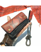 Handcrafted wallets, unique snake skin, cowhide interios cut and swen by hand with authentic biker style.